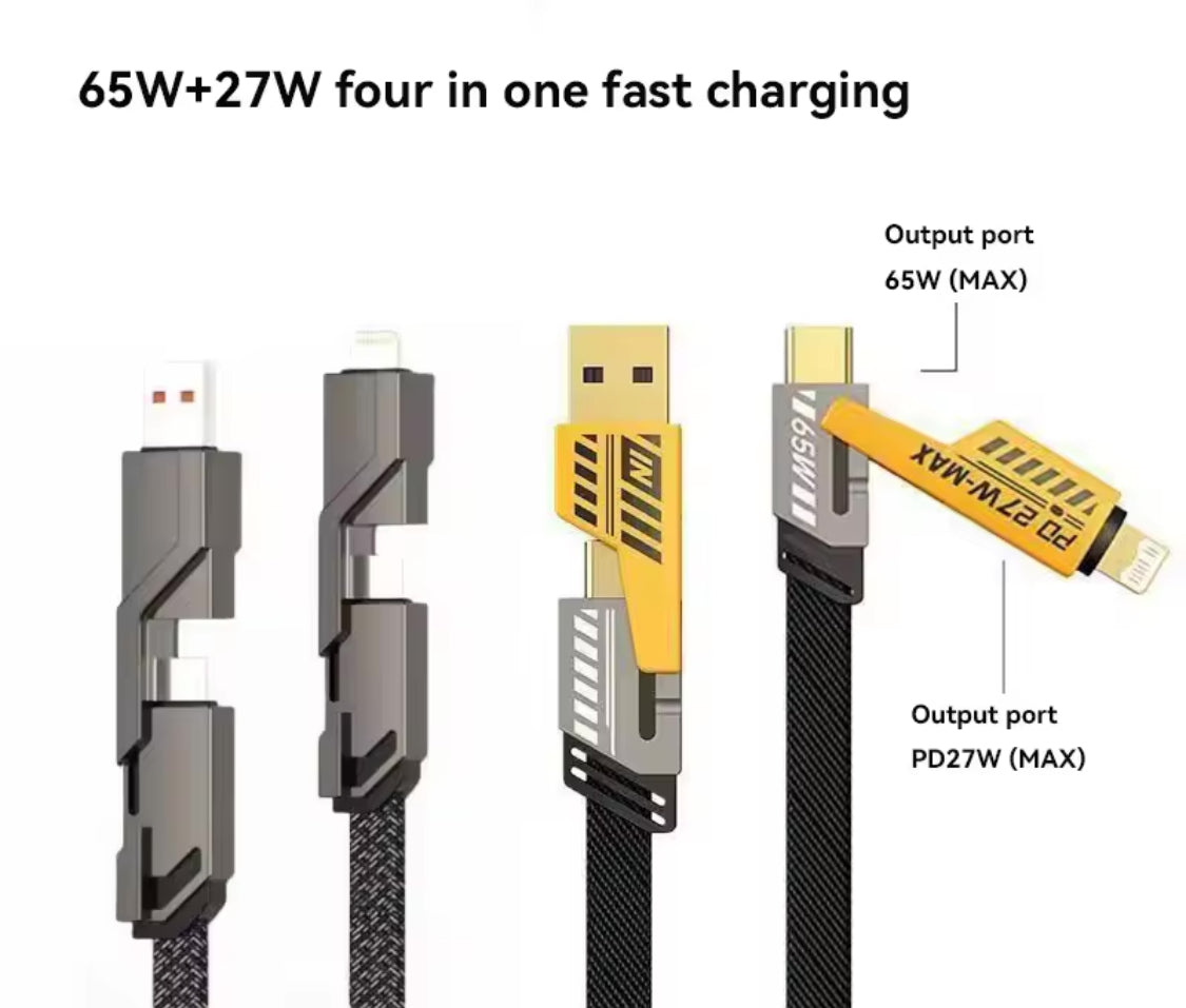 4 In 1 Convertible USB Fast Charging Cable, USB C Charger Cable, Multiple Charging Cables 4 In 1 Convertible USB Fast Charging Cable, USB C Charger Cable, Multiple Charging Cables